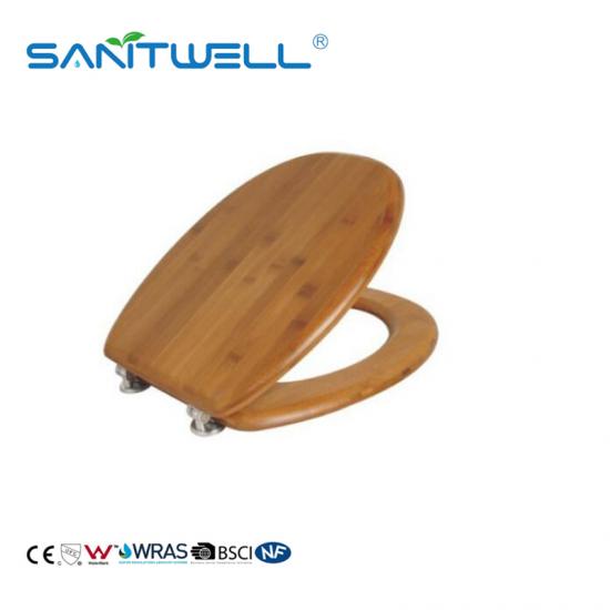 Bathroom bamboo toilet seat