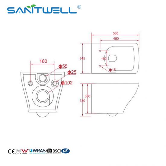 Wall Mount Toilet with In-Wall Tank