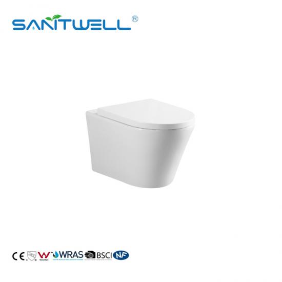 rimless flushing wall hung toilet pan