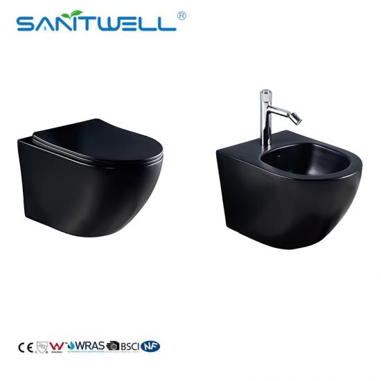 matt black toilet with bidet