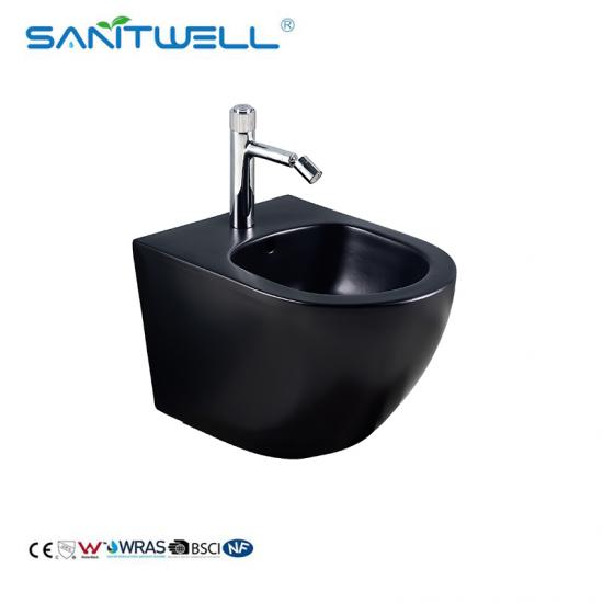 matt black toilet with bidet