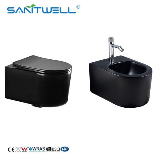 matt black toilet with bidet