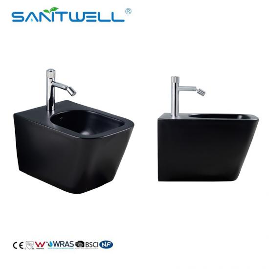 matt black toilet with bidet