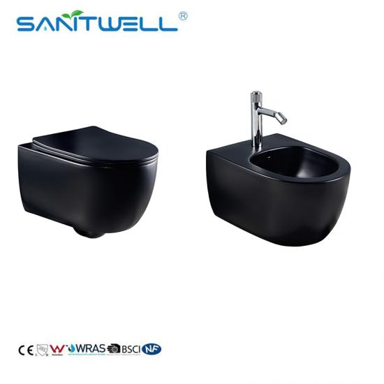 matt black toilet with bidet